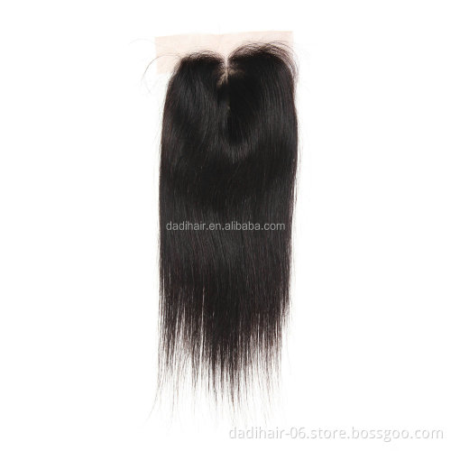 Factory Price Hot Sale brazilian silk straight hair virgin human hair weaving with lace closure STW 4*4